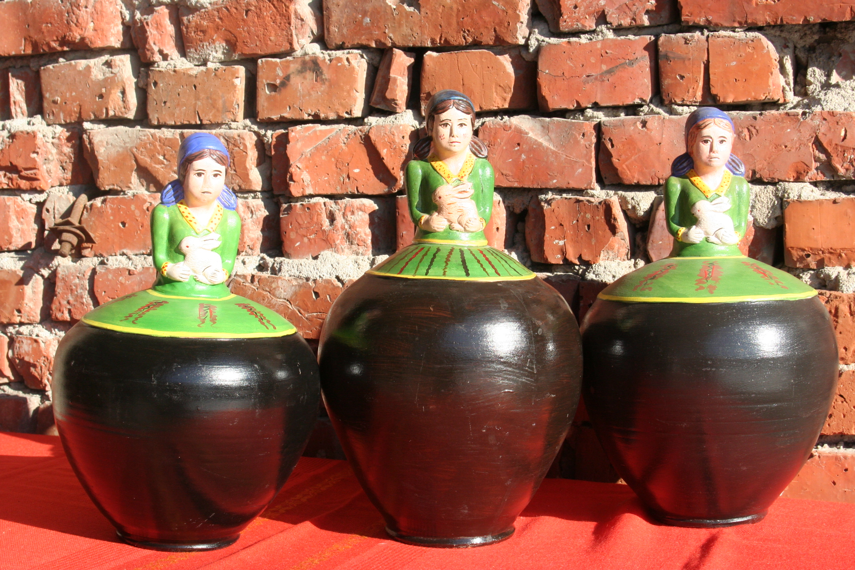 Bulgarian pottery jugs of water